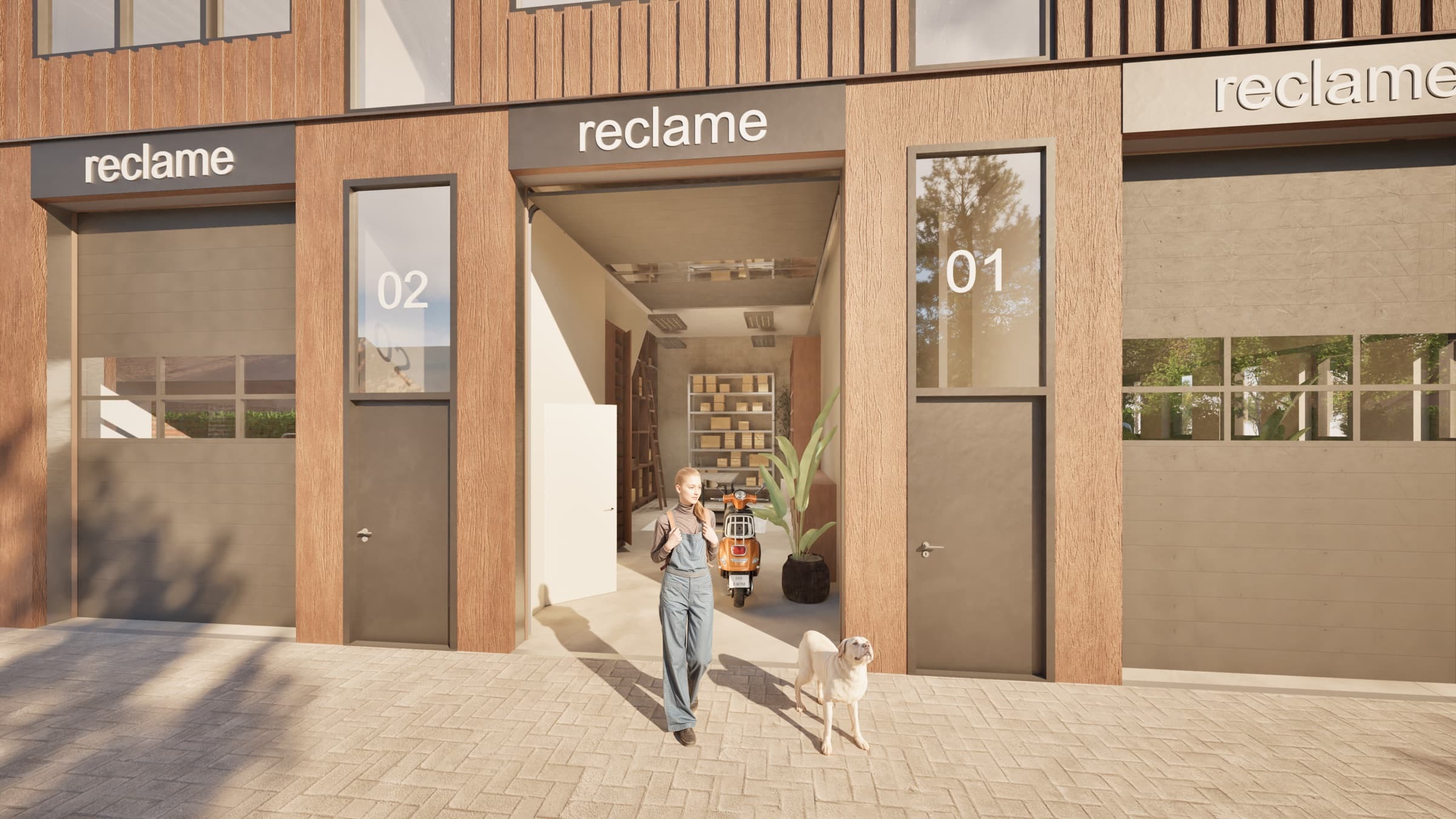 De entree van de voorste units, met ruimte voor eigen naamvoering